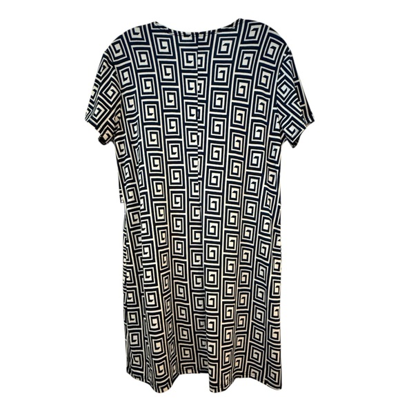 LEXINGTON AVENUE White and Blue Sheath Midi Dress with Flutter Sleeves - Picture 4 of 6